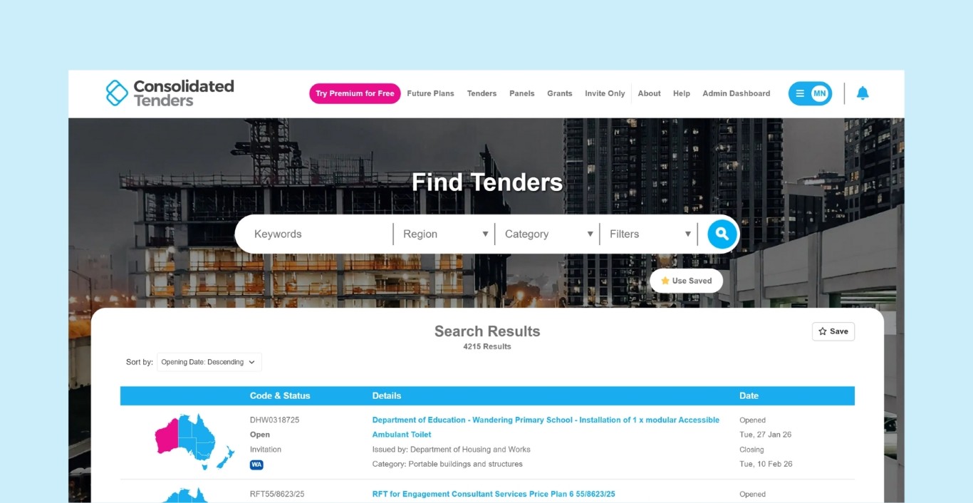 One Platform for All Government Tenders